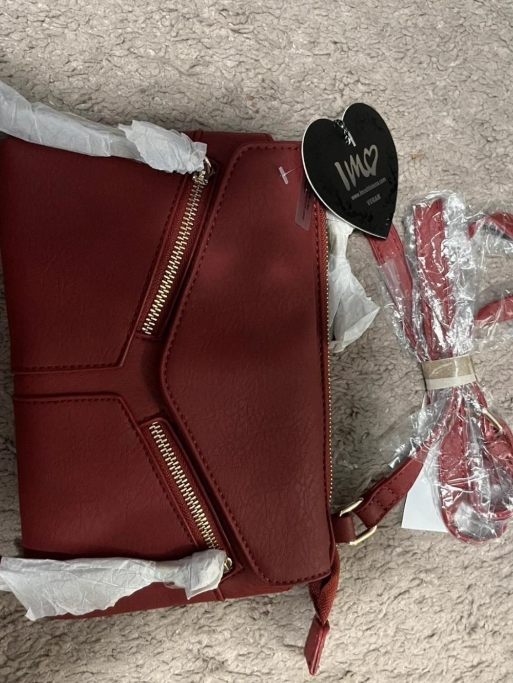 Imoshion Red Crossbody Bag with Gold Hardware - NWT